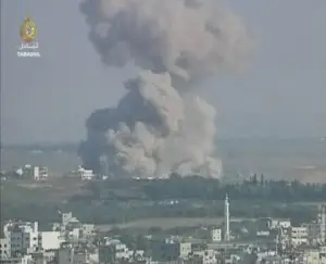 A huge explosion in residential area in Gaza
