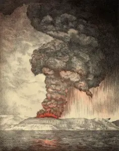 A lithograph of the eruption
