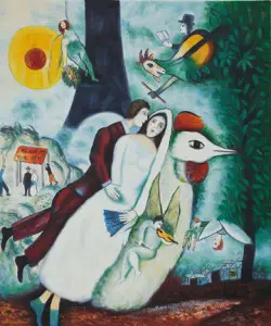 'The Bridal Pair With the Eiffel Tower' Marc Chagall