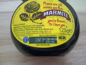 Marmite jar back label