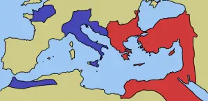 The Western and Eastern Roman Empires by 476