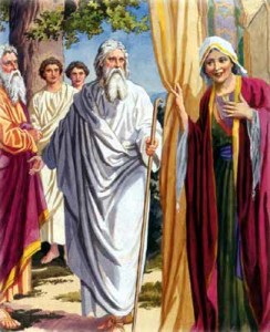 Sarah and Abraham hosting three angels