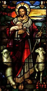 Jesus depicted as the Good Shepherd