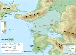 Map of Lade, Miletus, and the Mycale peninsula.