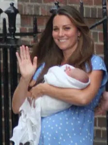 Newborn Prince George with his mother, the Duchess of Cambridge